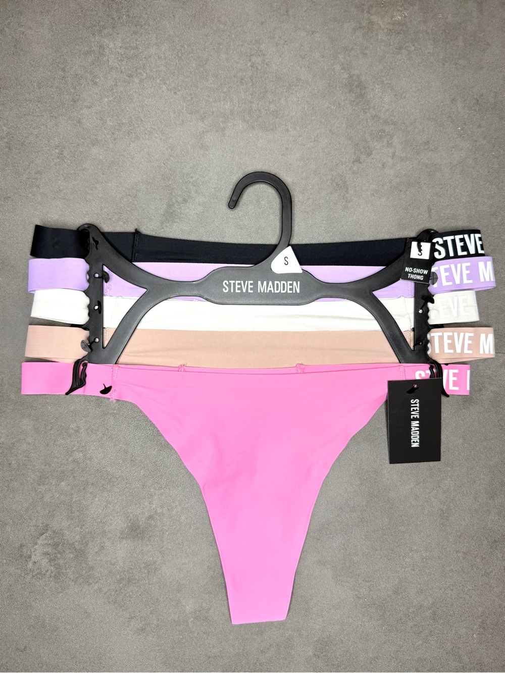 Steve Madden 5-Pack Thong Set — Pink, Black, White, Lavender, Nude